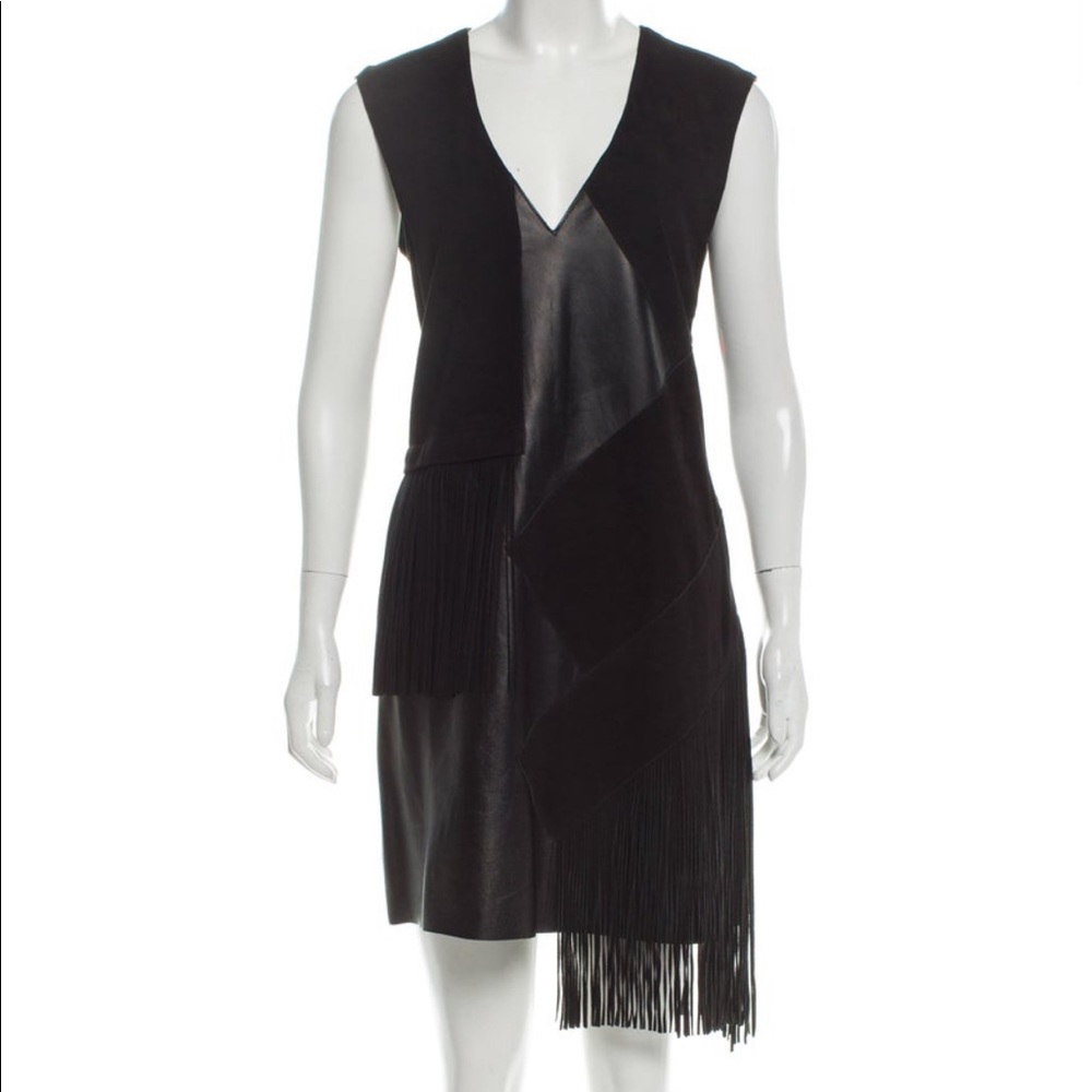 Derek Lam 10 Crosby black real leather suede dress - Picture 13 of 14